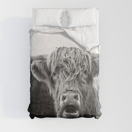 Highland Cow Black & White #1 #wall #art #society6 Comforter