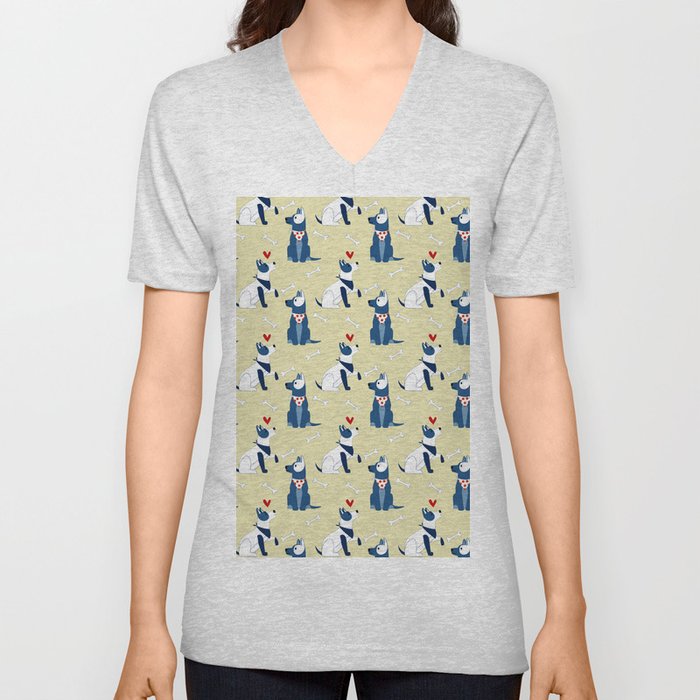 dogs pattern with bones V Neck T Shirt