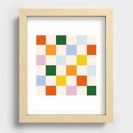 Retro Rainbow Checkerboard  Recessed Framed Print