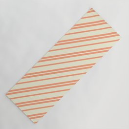 [ Thumbnail: Light Salmon and Beige Colored Stripes/Lines Pattern Yoga Mat ]