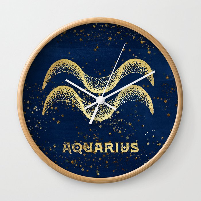 Aquarius Zodiac Sign Wall Clock by Nature Magick |