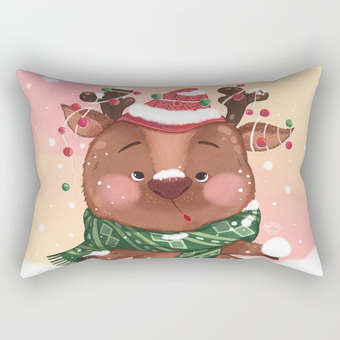 Red Nosed Reindeer Rectangular Pillow