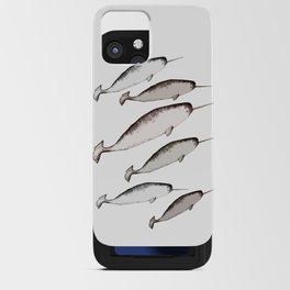 The Swim of Narwhal Whales - Whale Watercolor Illustration  iPhone Card Case