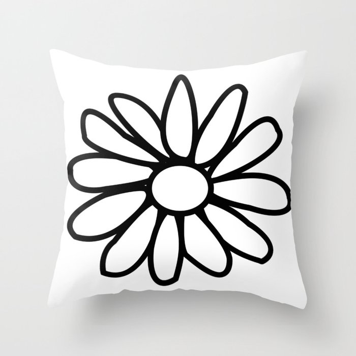 Simple Imperfect Daisy Flower Outline Throw Pillow