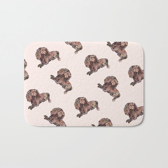 Dog Pattern 2 on Girly Pink Bath Mat