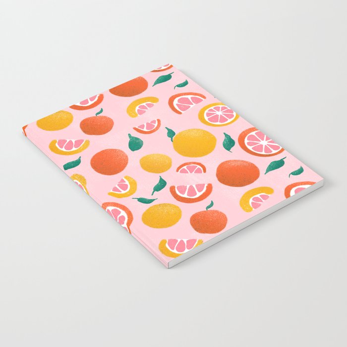 Pink Grapefruit Citrus Pattern  Notebook