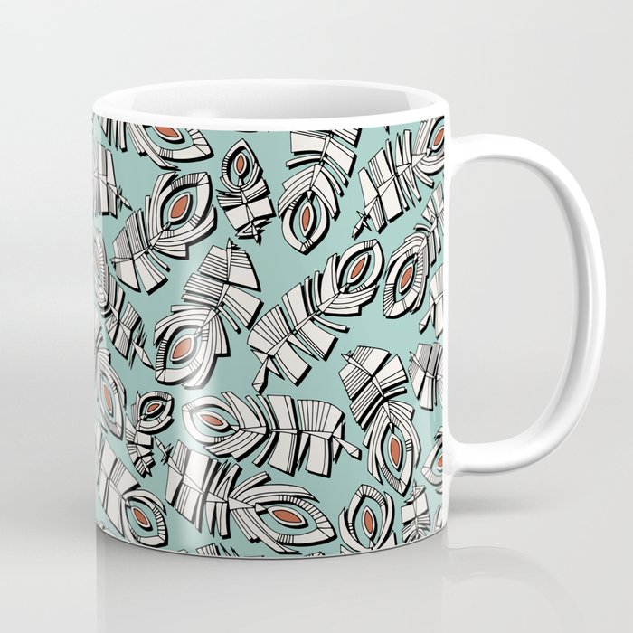 deco feathers mint sienna Coffee Mug