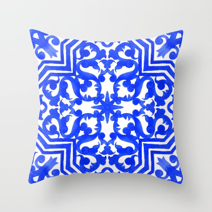 Portuguese Azulejo Tiles Gorgeous Patterns Throw Pillow By