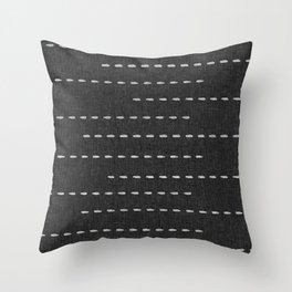 boho stitched stripes - charcoal Throw Pillow