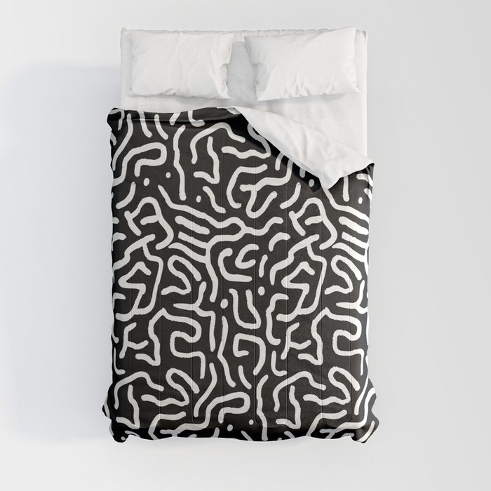 Black And White Doodle Line Art Comforter