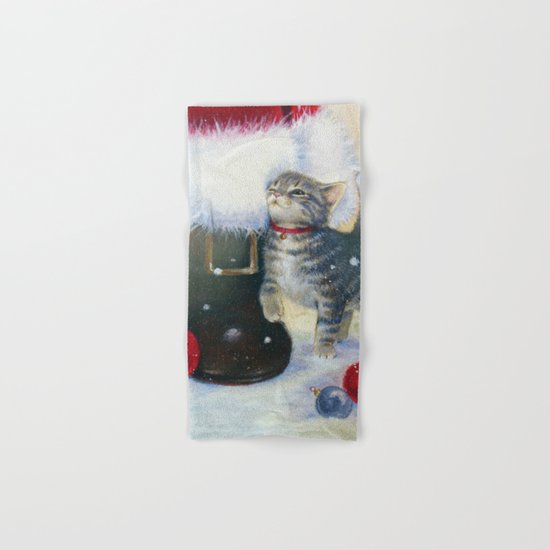 Kitten at Santa's Boot Hand & Bath Towel