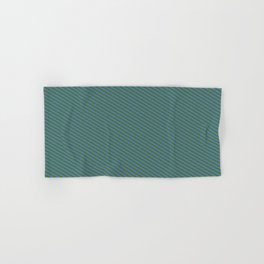 [ Thumbnail: Dark Olive Green & Blue Colored Pattern of Stripes Hand & Bath Towel ]