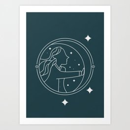 Moon - Starry Night 1 Art Print