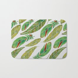 Watercolor Feathers - Green Parrot Pattern Bath Mat