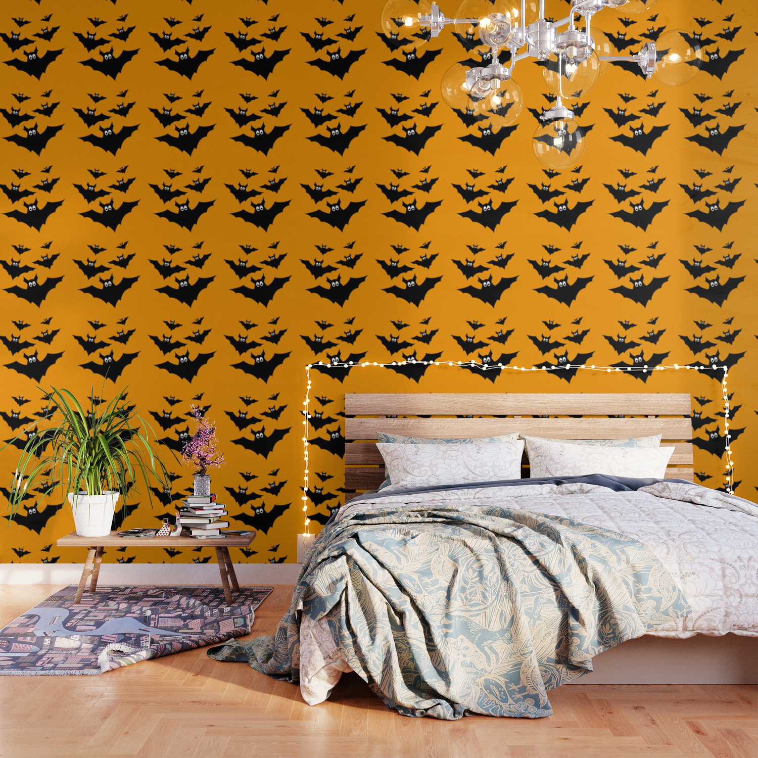 Cool Cute Black Flying Bats Halloween Wallpaper By Pldesign Society6