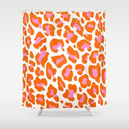 Leopard Pink & Orange Shower Curtain