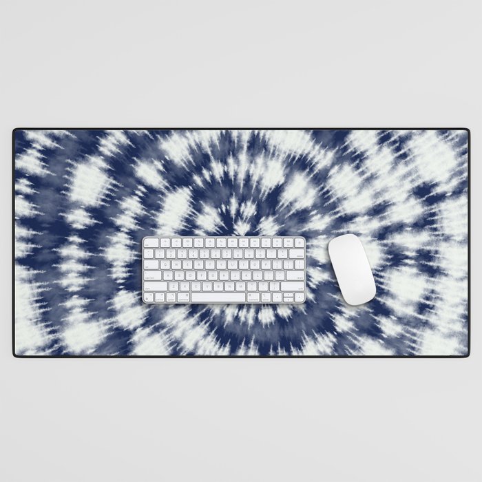 Indigo Blue Spiral Shibori Dye  Desk Mat