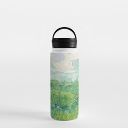 Green Wheat Field Landscape Painting Water Bottle
