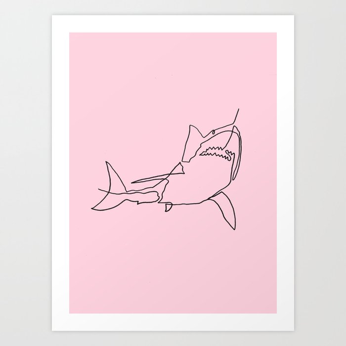 Great White Shark (pink) Art Print