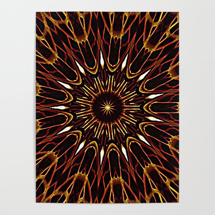 Brown Kaleidoscope Mandala Poster