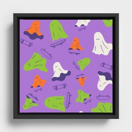 Let's ghost out and skateboarding Framed Canvas