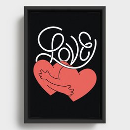 Love Hearts Hugging Framed Canvas