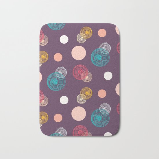 Colorful Scrawled Polka Dots Bath Mat