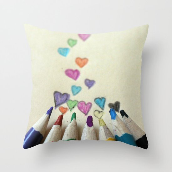 pencil crayon love Throw Pillow