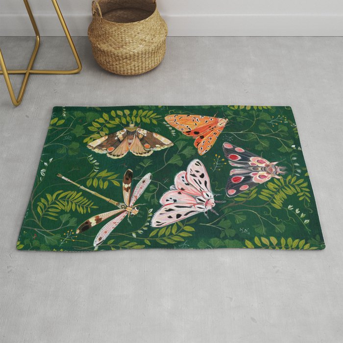 Moths and dragonfly Rug