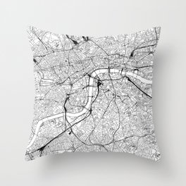 London White Map Throw Pillow