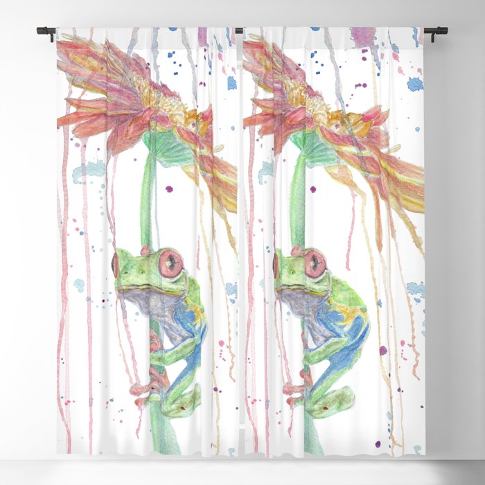 Watercolor Painting of Picture "Red Eyed Frog" Blackout Curtain