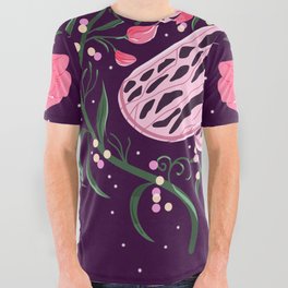 Moth pink All Over Graphic Tee