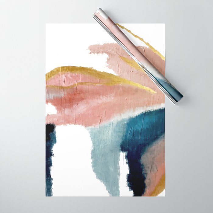 Exhale: a pretty, minimal, acrylic piece in pinks, blues, and gold Wrapping Paper