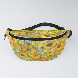 Yellow Orchids With Butterflies Background Pattern. Floral Pattern Design Fanny Pack