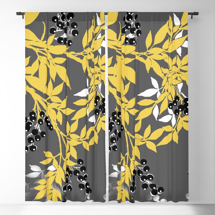 Blackout Curtain By Saundra Myles, Yellow Grey And Black Curtains