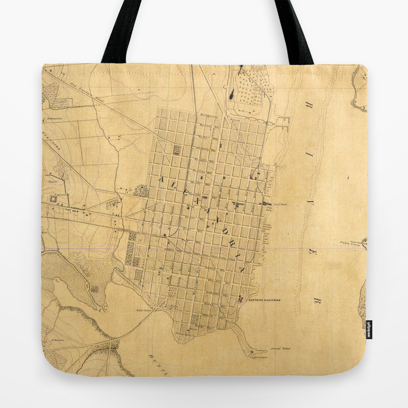 Vintage Map Of Alexandria Va 1864 Tote Bag