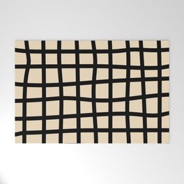 Abstract Plaid black Welcome Mat