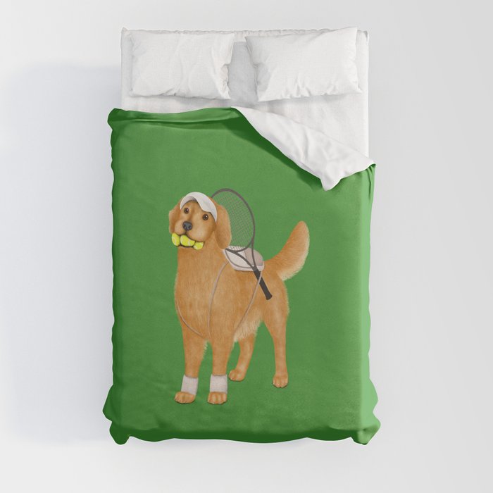 Ready for Tennis Practice (Green) Duvet Cover