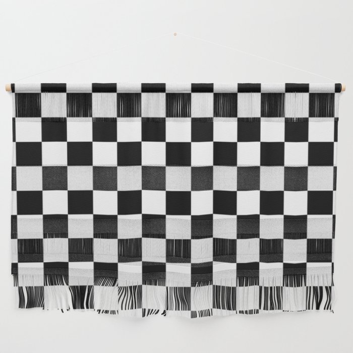 Black And White Checkered Flag Pattern Wall Hanging
