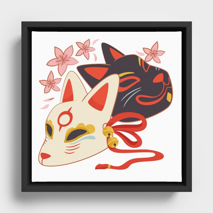 Kitsune mask Framed Canvas