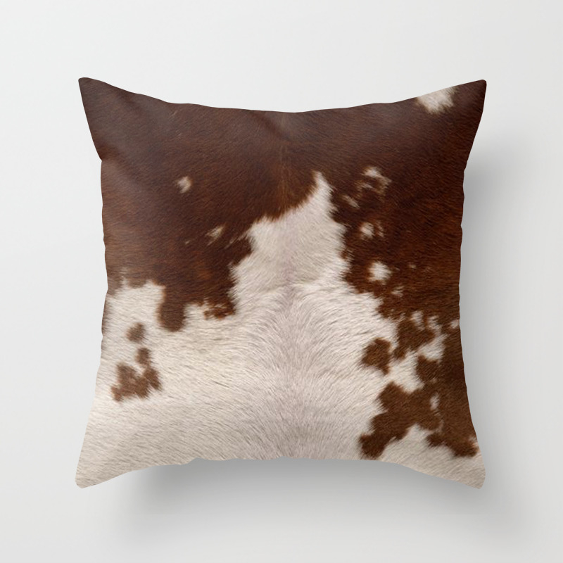 Brown Cowhide Throw Pillow By Huntleigh Society6