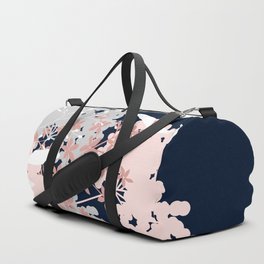 Festive, Wildflowers, Floral Print, Navy Blue and Pink Duffle Bag