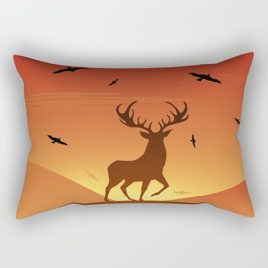 Deer at sunset Rectangular Pillow