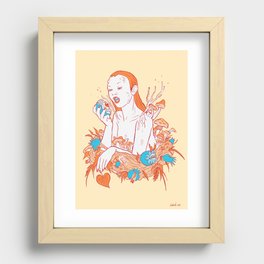 Persephone, goddess of seasons, psychedelic female of the forest, nature, mushorooms , autumn design Recessed Framed Print