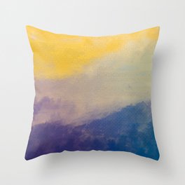 Painted Dream Mist over Dusk on yellow and blue with golden detail Throw Pillow