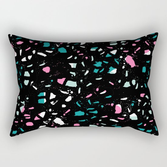 Terrazo black neon pattern trendy urban bklyn modern design paint splat pop art hipster gifts Rectangular Pillow