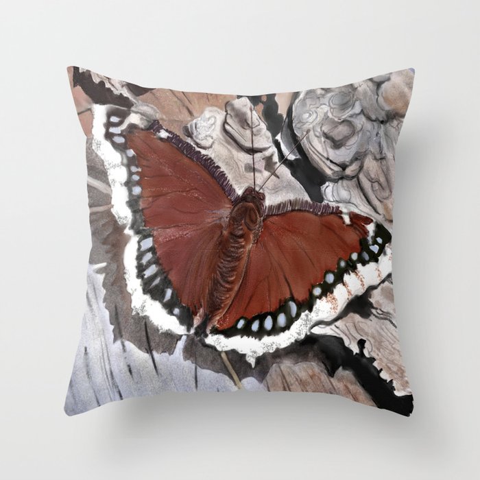 Cloak of Mourning Butterfly Throw Pillow