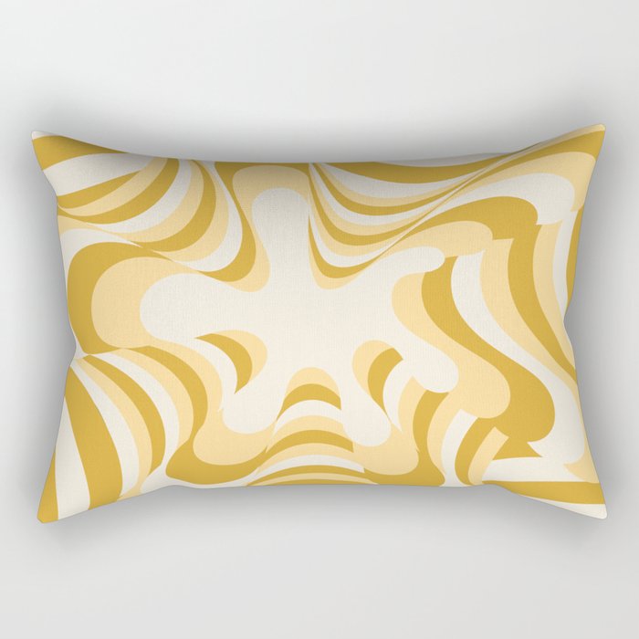 Abstract Groovy Retro Liquid Swirl Yellow Pattern Rectangular Pillow