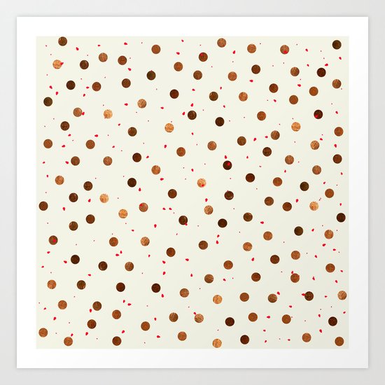 Copper Polka Dots With Red Hint Pattern Art Print