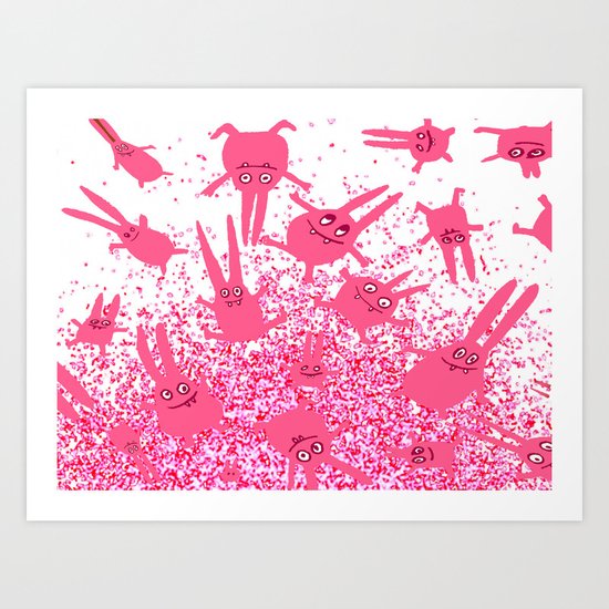 it's raining with bunnies Art Print